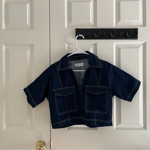 Zara Dark Blue Denim Crop Utility Top